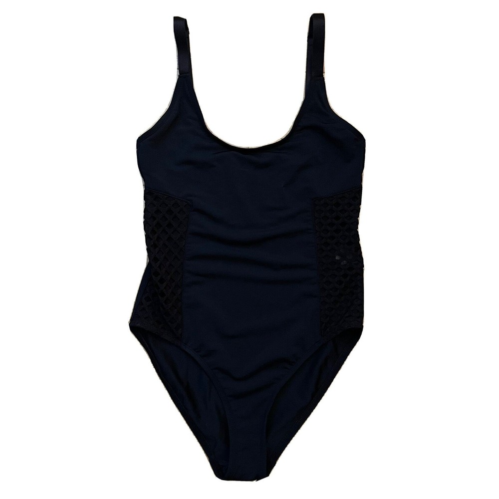 Beth Richards Women's One Piece Swimsuit Mesh Sides Straps Black Size Small